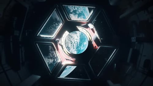 Space Station Interior Window - Leaving Earth