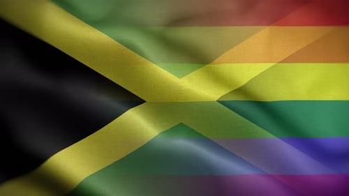 Waving Jamaican and LGBTQ+ Pride Flags