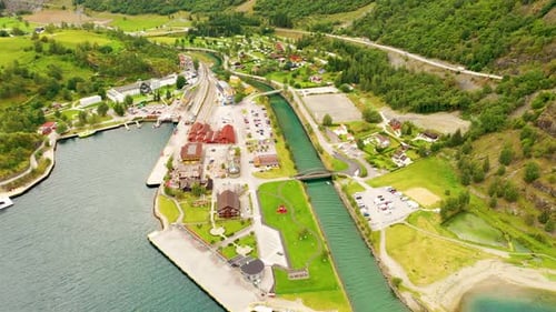 Flying over a beautiful town in Norway called FLAM