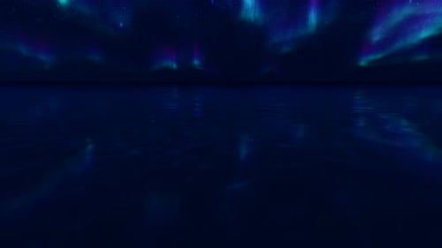 Northern Lights Ocean on Light Background.