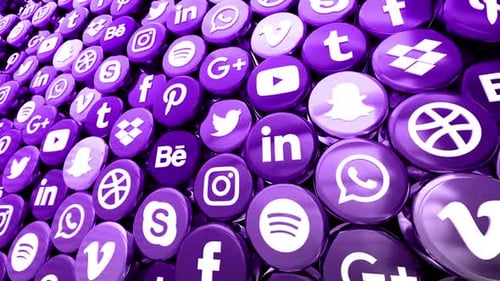 Digital Network of Purple Social Media App Icons