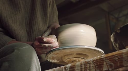 Un beau pot en argile est gratté par Potter