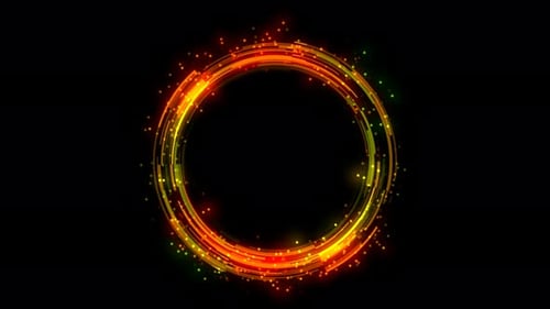 Abstract Glowing Ring with Futuristic Digital Particles