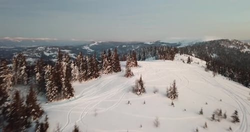 From Great Heigh Fairytale Mountain Landscape Snow Covered Alpine Sharp Peaks