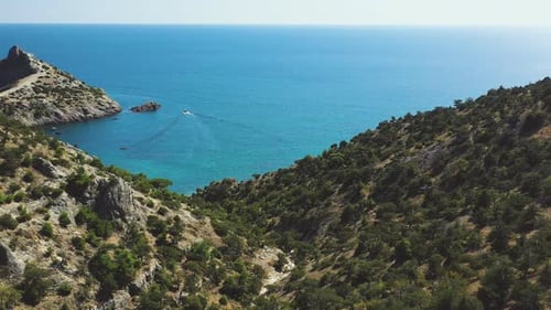 The Opening View From the Heights of the Sea Bay From the Mountains. View From the Drone
