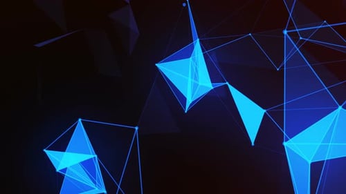 Abstract Animated Network Loop with Glowing Blue Geometric Connections