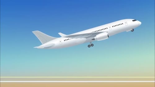Modern Animated Airplane Takeoff with Alpha Channel