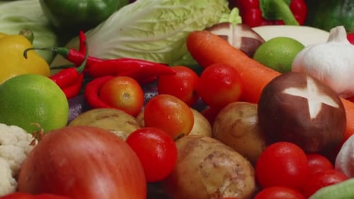 Assorted Fresh Vegetables: Tomatoes, Potatoes, Peppers