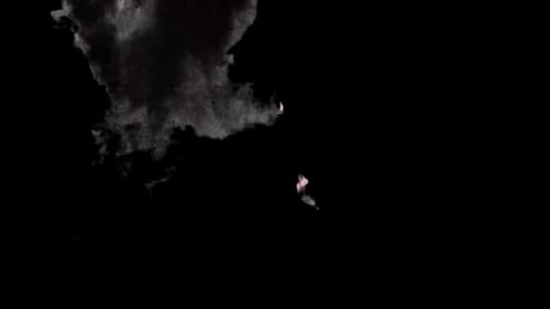Fiery Animated Explosion on Black, Fades to Smoke