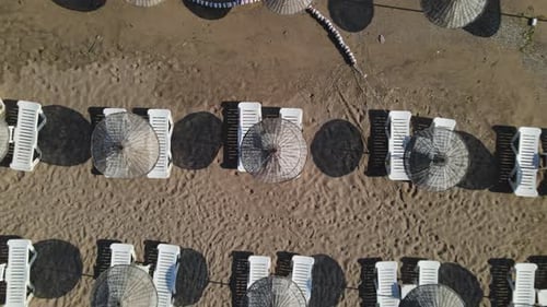 Drone Shooting of Empty Beach Umbrellas Due To Coronavirus