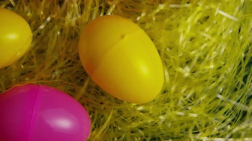 Festive Easter Eggs in Yellow Decorative Straw