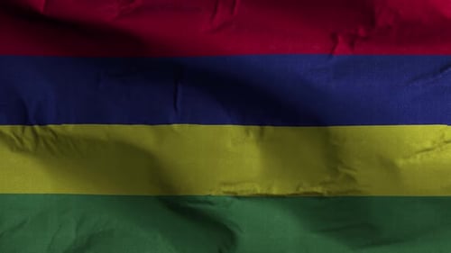 Realistic Waving Flag of Mauritius Loop for National Identity