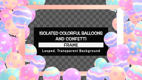 Isolated Colorful Balloons With Confetti Frame