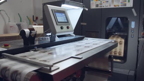 Printing Machine on Conveyor Belt in Factory