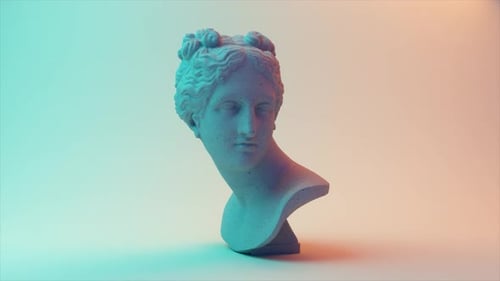 Alter römischer weißer Marmor rotierender Venuskopf auf hellem Hintergrund
