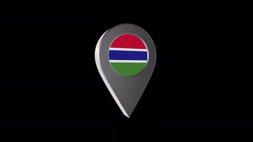 Gambia Flag 3D Location Pin Animation