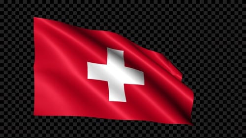 Realistic Waving Swiss Flag Animation with Alpha Channel