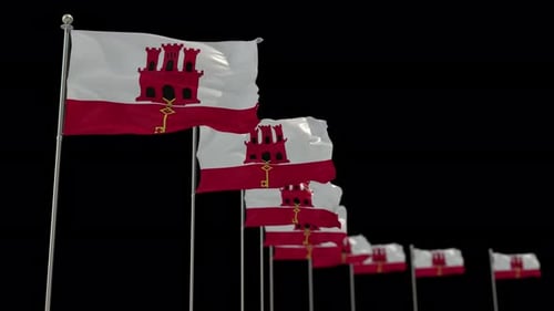 Gibraltar Row Of Flags Animation Include Alpha Channel
