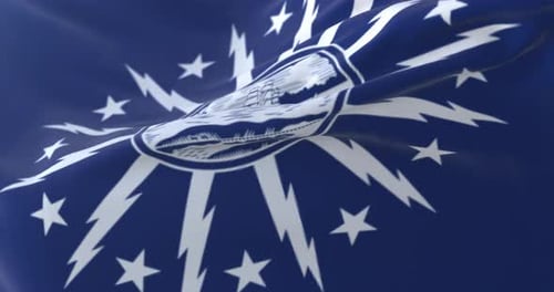 Waving Flag Animation with Nautical Lighthouse and Ship Emblem