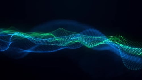 Blue Green Electric Particle Wave Loop