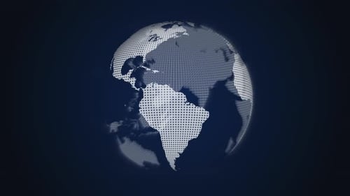 spinning globe on a blue background