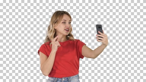 Young Woman Chatting on Smartphone Video Call