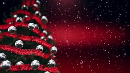 Festive Christmas Tree with Falling Snow Background Loop