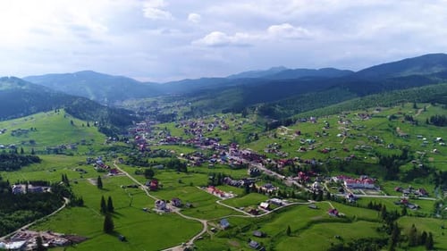 Mountain Village Landscape in Carpatian