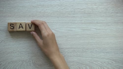 Wooden Blocks Spelling Out 'Save Planet'