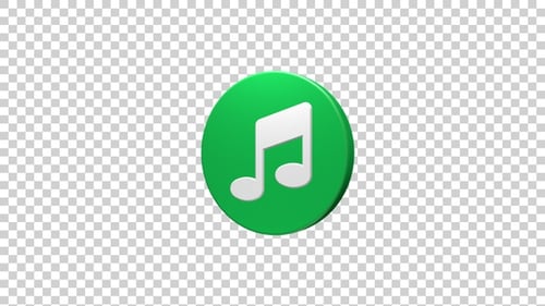 Rotating Green 3D Music Note Icon