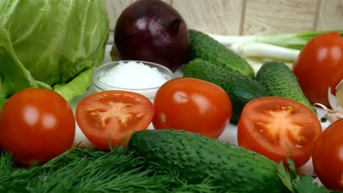 Fresh and Colorful Vegetables on a Table