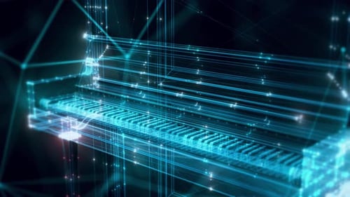 German Piano Hologram Close Up 4k