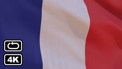 Realistic Waving French Flag Seamless Loop Background
