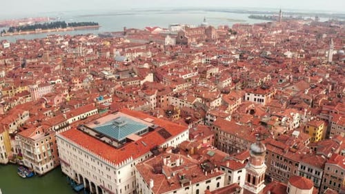 narrow canals and orange rooftops in Venice