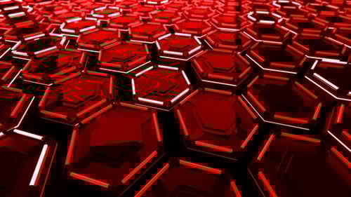 Futuristic Red Neon Hexagon Grid Pulsing Background Loop