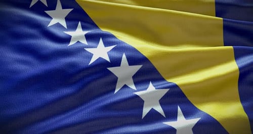 Realistic Waving Flag of Bosnia and Herzegovina