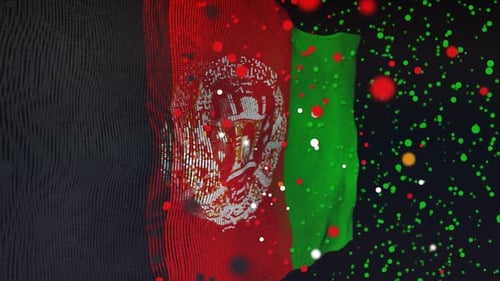 Waving Afghanistan Flag Digital Particle Animation