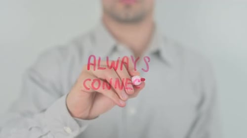 Writing Always Connected on Glass Surface