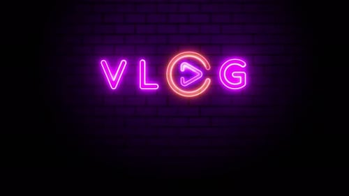 Vlog Neon Sign on Wall