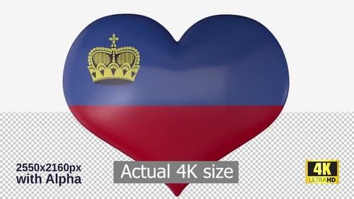 Looping 3D Heart with Liechtenstein Flag Animation