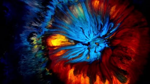 Swirling Abstract Paint with Blue, Red, and Yellow