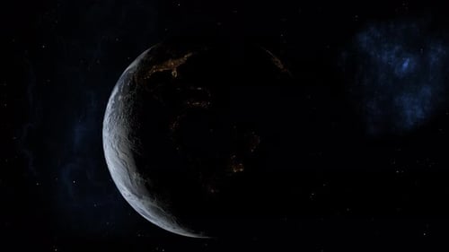 Rotating Earth from Space with City Lights Animation