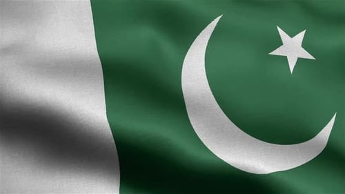 Fluttering Pakistan National Flag with Realistic Fabric Texture