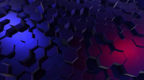 Futuristic Blue and Red Hexagon Grid Animated Background