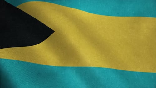 Bahamas National Flag Realistic Fabric Waving Loop