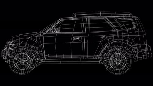 Low Poly 3D Car Suv Wireframe