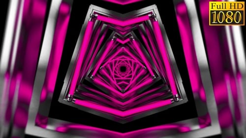 Dynamic Neon Pink Geometric Tunnel Loop Background Animation
