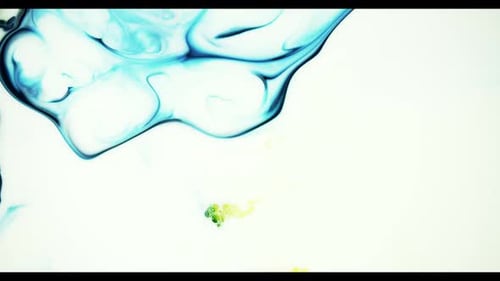 Abstract Blue and Green Fluid Motion on White