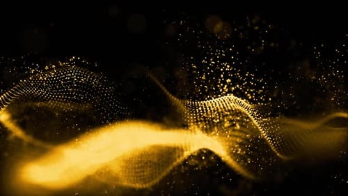 Golden Particle Wave Animation: Abstract Digital Background