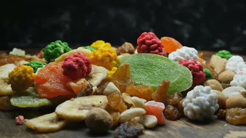 Assorted Dried Fruit and Nuts on Tabletop